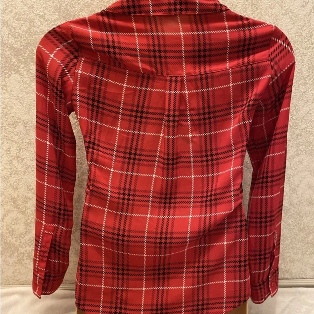 Express Red Plaid Button Down Shirt